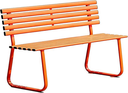 Outdoor Metal Garden Bench with Thickened Galvanized Steel Pipe, Weatherproof, 660lbs Load Capacity, for Patio, Balcony, Garden, Home and Commercial Use(Orange)