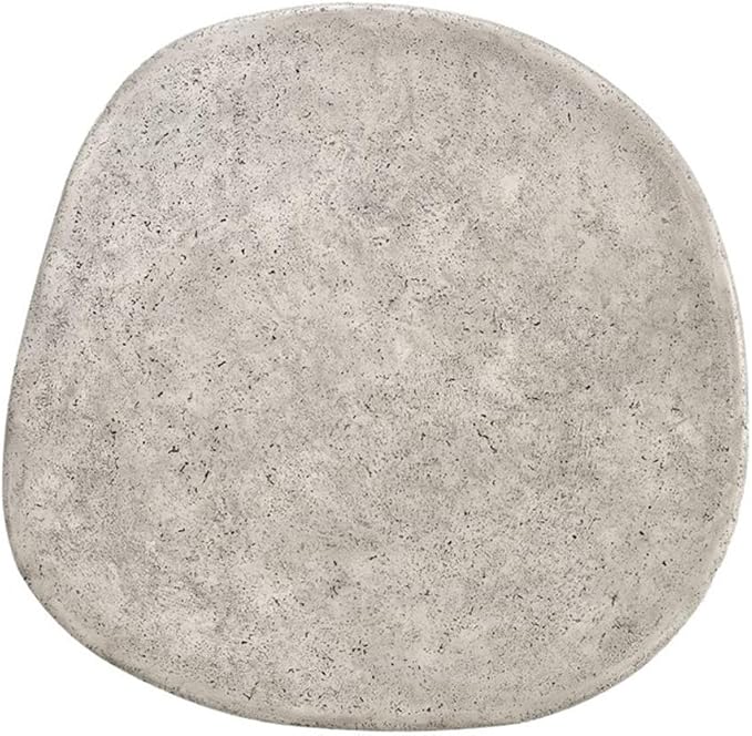 Pemberly Row 42-Inch Round Outdoor Coffee Table, Light Gray Concrete Stone, Plinth-Style Base, Smooth Finish - Photo 4