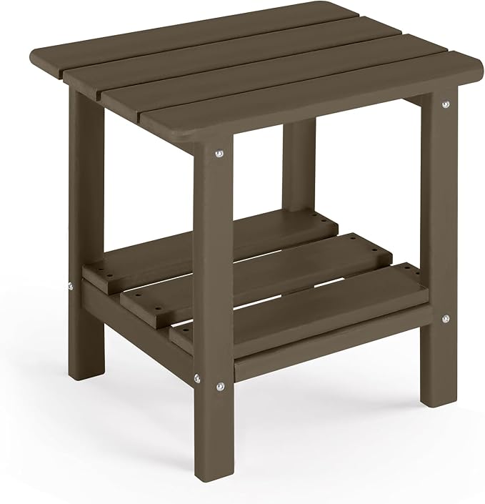Adirondack Outdoor Side Table, 2-Tier Small Patio End Table, Weather Resistant HDPE Outdoor End Tables for Garden, Lawn - Photo 1