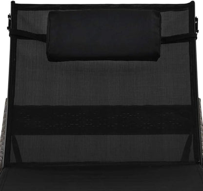 Poly Rattan Outdoor Chaise Lounge Set with Adjustable Backrest 83.9"x27.6" Brown PE Wicker Reclining Patio Sun Lounger for Poolside Garden Balcony Deck
