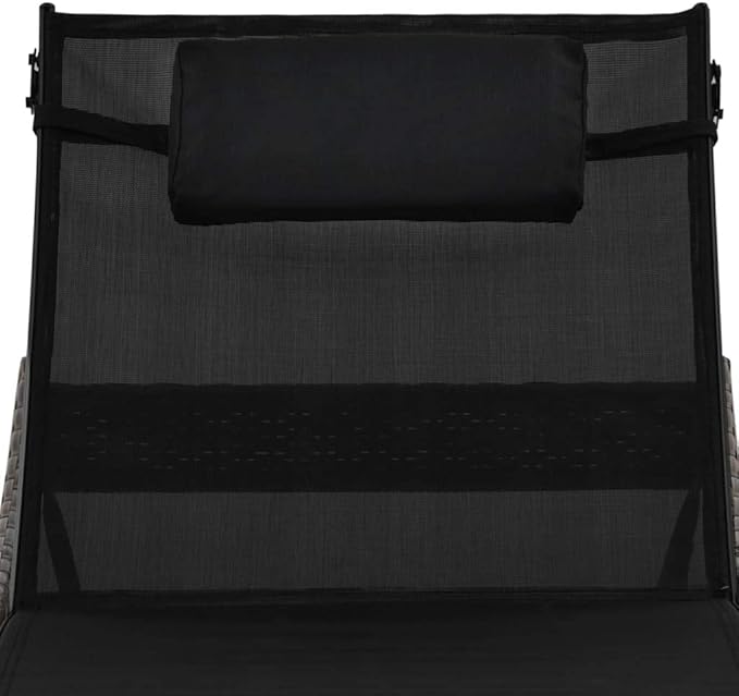 Adjustable Chaise Lounge, 83.9"x27.6"x36" Brown PE Rattan Lounger w/Pillow, Textilene Fabric, Reclining Backrest for Patio, Pool, Garden, Deck