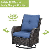Rilyson Wicker Patio Furniture Set - 4 Piece Rattan Outdoor Sectional Conversation Sets with 2 Swivel Rocking Chairs - Photo 5
