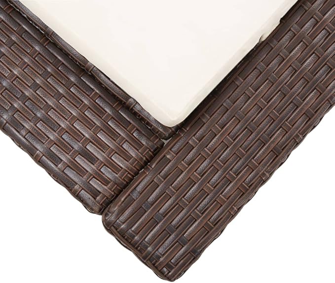 Outdoor Sunbed with Thick Cushion, Adjustable Brown Poly Rattan Chaise Lounge for Patio Poolside - Photo 7