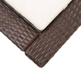Outdoor Sunbed with Thick Cushion, Adjustable Brown Poly Rattan Chaise Lounge for Patio Poolside - Photo 7