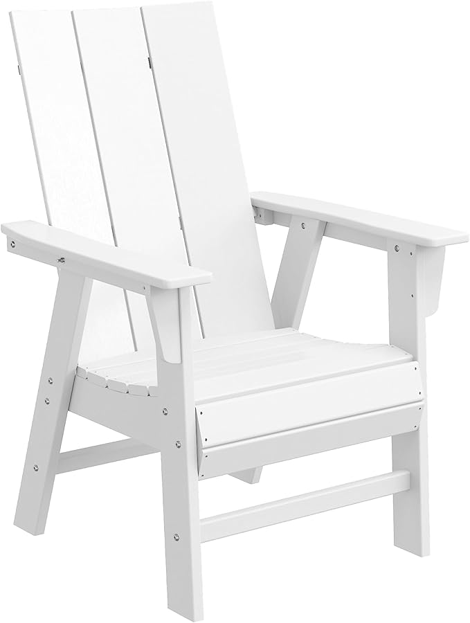 WestinTrends Ashore Outdoor Patio HDPE Plastic Modern Adirondack Dining Chair White