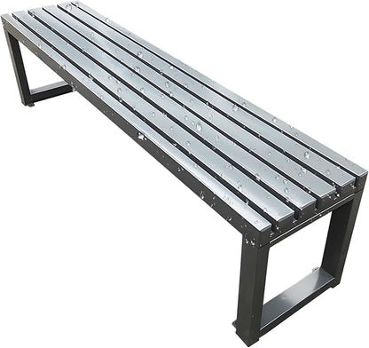 Outdoor Bench 2-Person Garden Bench Metal Backyard Seat Backless Seat 3.3ft 3.9ft 4.9ft 5.9ft Weatherproof Chair for Front Porch, Patio, Park(Gray,3.93ft)