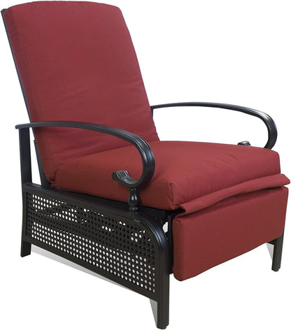Kozyard Adjustable Outdoor Reclining Lounge Chair, Cushioned Patio Chaise Lounge with Extendable Metal Frame for Sunbathing, Reading & Relaxing – Comfortable Outdoor Recliner(Burgundy)