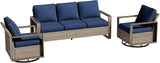 Wicker Patio 75" Sofa Set with 2 Swivel Chairs - Photo 1