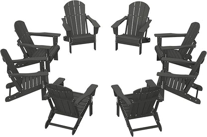 WestinTrends Malibu Malibu Outdoor Folding Poly Adirondack Chair (Set of 8), Gray