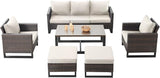 Rilyson Wicker Outdoor Patio Furniture Set - 6 Piece Patio Conversation Set with 2 Armrest Chairs, 2 Rattan Ottoman - Photo 7
