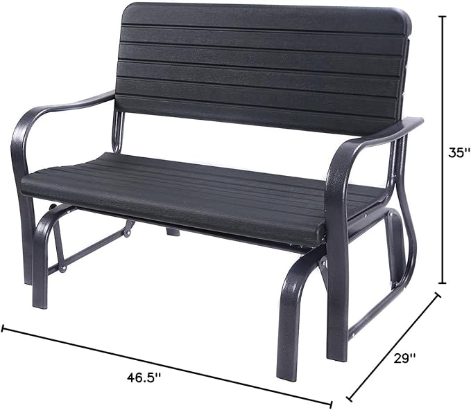 HAPPYGRILL Outdoor Swing Glider Bench, Patio Loveseat Chair with Steel Frame, Rocking Bench for Porch Deck Poolside Garden