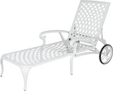 Cast Aluminum Outdoor Chaise Lounge Chair with Wheels, Patio Chaise Lounge with 3-Position Adjustable Backrest - Photo 3