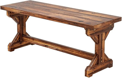 Wood Outdoor Bench, 2-Seater Garden Bench Backless Patio Benchs for Porch, Entryway Shoe Bench, Plant Stand Garden Seating Outdoor Furniture, 44.9In Solid Fir Wood Outdoor Chair for Garden, Carbonized