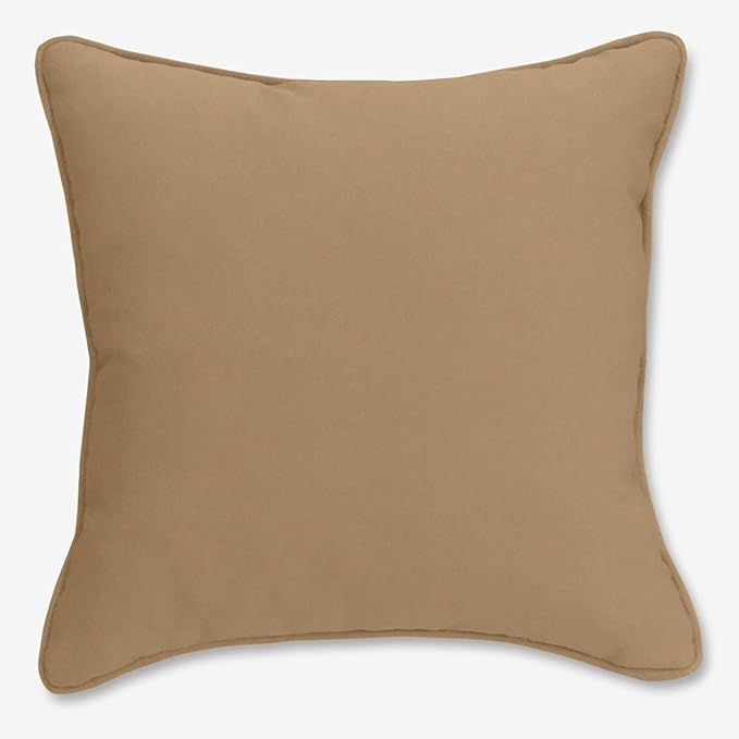 BrylaneHome 20" Square Throw Pillow - Patio & Outdoor - Water, Stain & Fade Resistant - Khaki - Photo 1