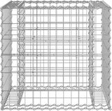 Garden Bench with Gabion Basket Natural Brown Wood and Grey Steel Outdoor Seating for Two - Photo 7