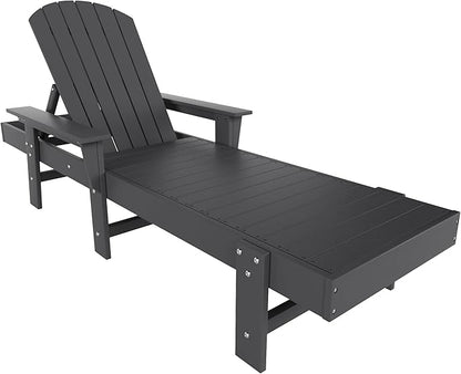 WestinTrends Dylan HDPE Outdoor Patio Poly Adirondack Reclining Chaise Lounge with Arms, Gray