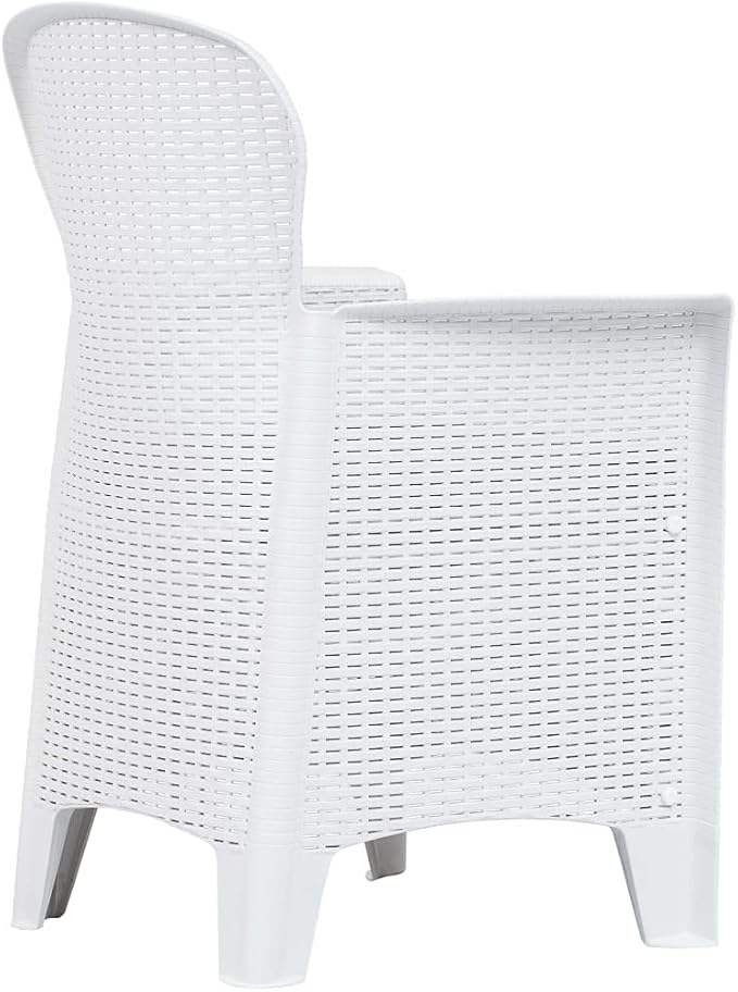 Balcony Furniture Outdoor Wicker Chair Patio Chairs for Patio, Porch, Backyard, Balcony, Poolside and Garden Patio Chairs 2 pcs with Cushion White Plastic Rattan Look