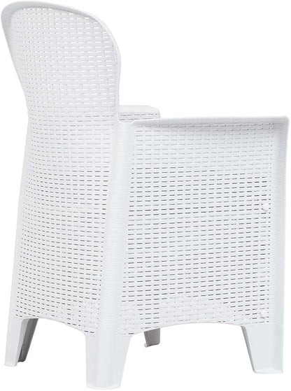 Balcony Furniture Outdoor Wicker Chair Patio Chairs for Patio, Porch, Backyard, Balcony, Poolside and Garden Patio Chairs 2 pcs with Cushion White Plastic Rattan Look