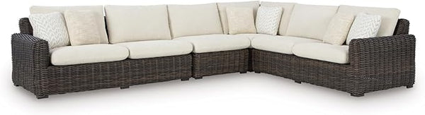 Signature Design by Ashley Kimora Right-Arm Facing Contemporary 4-Piece Outdoor Sectional with Cushion and 6 Throw - Photo 1