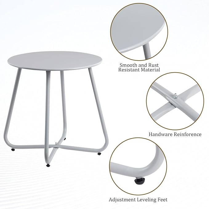 HollyHOME Round Metal Side Table, Rust-Resistant Patio Small Plant Stand - Photo 7