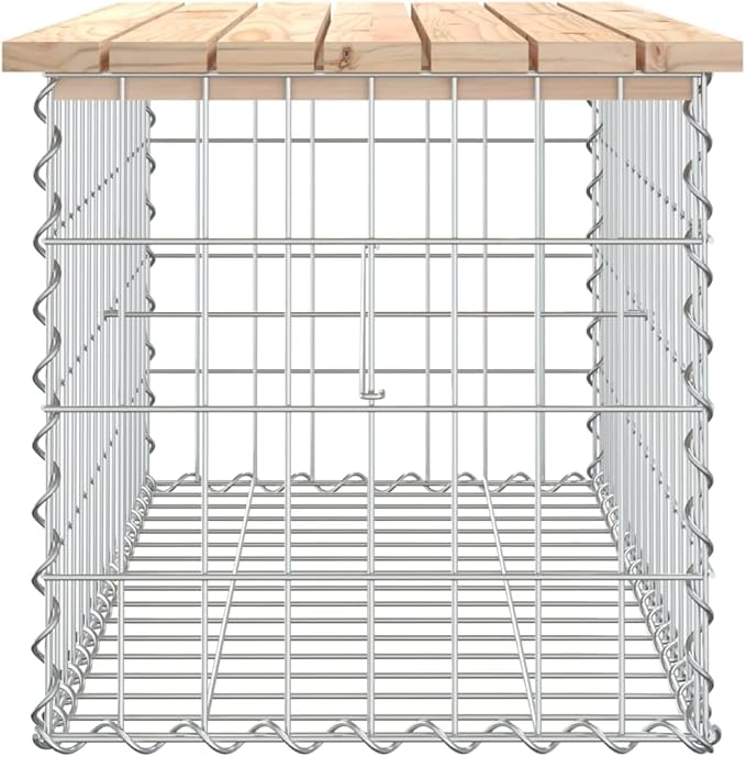 Gabion Design Garden Bench Solid Pine Wood Compact Outdoor Seating Rustic Brown Finish 4 Pieces