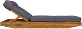 Modern Acacia Wood Outdoor Chaise Lounge with Leaf Coconut Water-Repellent Cushion & Integrated Headrest - Photo 6