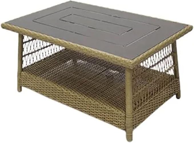 Four Seasons Courtyard Positano 40" x 26" Rectangular All-Weather Outdoor Open Weave Wicker Coffee Table with - Photo 1