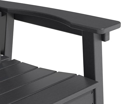 Adirondack Chair Chair Set of 2, Fire Pit Chair Weather Resistant, Ergonomic, Arm Rest, Campfire Chairs, 4 Steps Easy Assembly, Black
