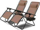 2PCS Outdoor Zero Gravity Chair Set, Reclining Chair w/Adjustable Backrest & Removable Pillow - Photo 1