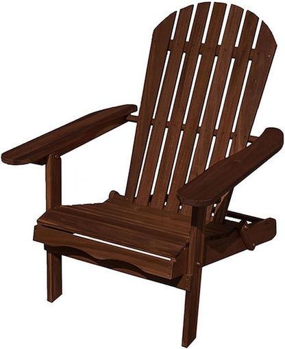 Benjara BM302157 34 Inch Outdoor Adirondack Chair, Dark Brown Wood, Wide Armrests