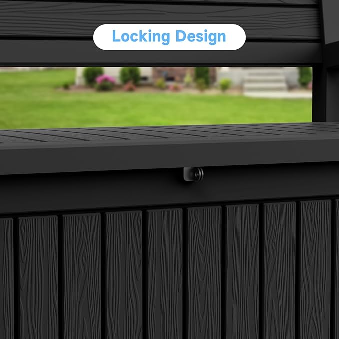 51.06" L x 24.17" W x 35.24" H Outdoor Storage Bench - 70 Gallon Weather-Resistant Resin Rattan-Look Seat (500 lbs Capacity) (Black)