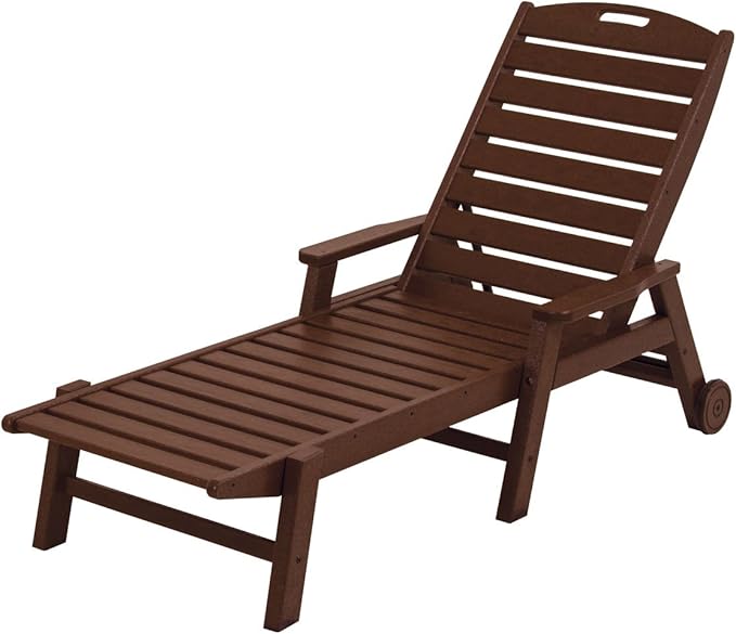 POLYWOOD® Nautical Chaise with Arms & Wheels in Mahogany - Photo 1