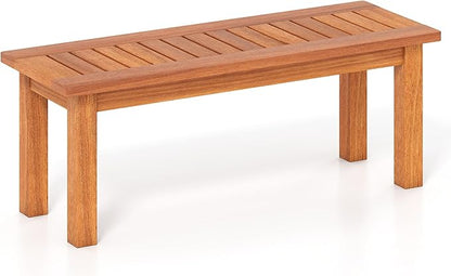 Tangkula Outdoor Backless Bench, Solid Wood Patio Bench w/Slatted Seat, 2-Person Rustic Wooden Entryway Bench for Front Porch Garden Balcony Park Indoor, Weatherproof, 34”, Load up to 330 LBS (1)