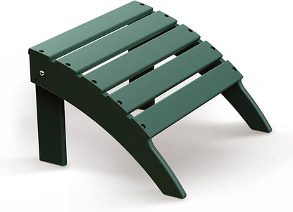 BRIOPAWS Adirondack Ottoman | Folding | HDPE Plastic | Forest Outdoor Foot Rest | All Weather | Patio Footrest for Adirondack Chair | Foot Stool for Pool Deck Porch | 19.7W x 18.5L x 13H Inch