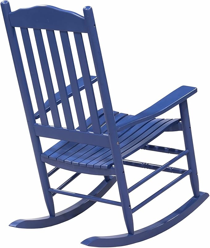 D&F Design Outdoor Rocking Rocker, Wood Rocking Chair with High Back and Curved Seat, UV Treated (Blue),Outdoor and Indoor use