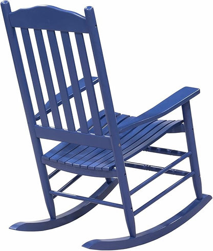 D&F Design Outdoor Rocking Rocker, Wood Rocking Chair with High Back and Curved Seat, UV Treated (Blue),Outdoor and Indoor use