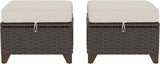 2 Pieces Patio Outdoor Ottomans with Removable and Washable Covers，PE Rattan Wicker Footstools for Porch, Garden - Photo 7