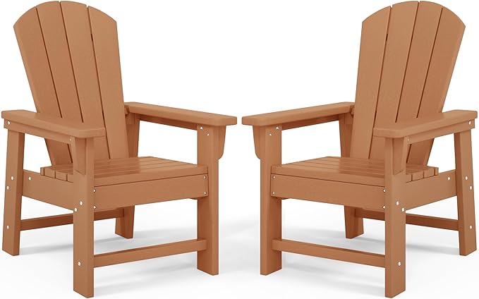 Costaelm Kids Lawn Chair Set of 2, Toddler Outdoor Chair Kids Patio Furniture and Outdoor Children Picnic Activity Baby Adirondack Chairs Set of 2 for Garden, Patio, Backyard & Beach, Teak
