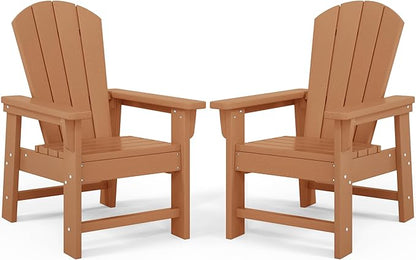 Costaelm Kids Lawn Chair Set of 2, Toddler Outdoor Chair Kids Patio Furniture and Outdoor Children Picnic Activity Baby Adirondack Chairs Set of 2 for Garden, Patio, Backyard & Beach, Teak