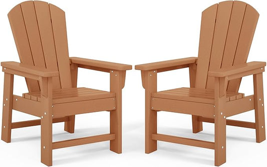 Costaelm Kids Lawn Chair Set of 2, Toddler Outdoor Chair Kids Patio Furniture and Outdoor Children Picnic Activity Baby Adirondack Chairs Set of 2 for Garden, Patio, Backyard & Beach, Teak