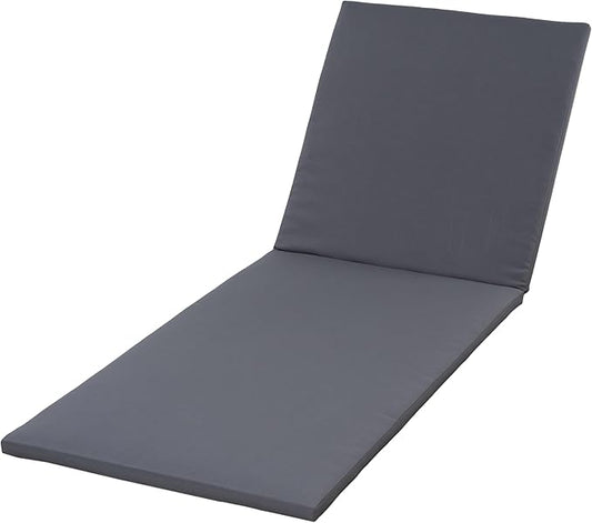 Merax Outdoor Chaise Lounge Foldable 2-Section Design, All Weather High-Density Foam Recliner Chairs Replacement Cushions for Poolside, Patio and Graden, Dark Gray