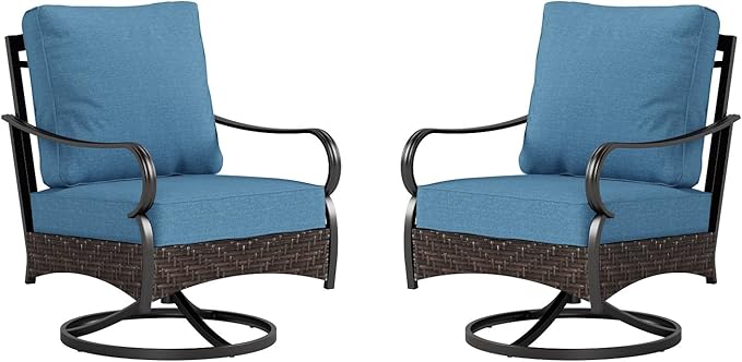 Sophia & William Extra Large Outdoor Patio Swivel Sofa Chairs Set 2 PCS Heavy-Duty Metal Porch Furniture with High Back - Photo 1