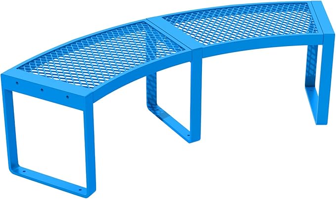 Heavy Duty Outdoor Curved Fire Pit Bench,Metal Outside Park Bench,Steel Backless Loveseat,Coated Mesh Commercial-Grade Seating for Patio, Porch, Garden, Deck, Yard, 1000 LBS Max Load