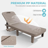 Outdoor Chaise Lounge Set of 2, 5-Position Adjustable Sun Lounge w/Pull-Out Tray - Photo 6