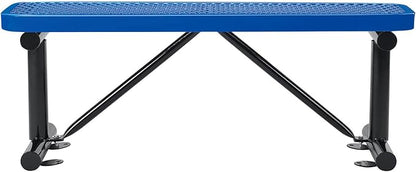 Global Industrial 4'L Heavy Duty Expanded Metal Mesh Flat Bench with Steel Frame, Portable Outdoor Bench, 1000 lbs Capacity, Blue, 48" L x 14-1/2"W x 18" H