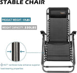 VINGLI Upgraded Zero Gravity Chair Set of 2 Lounge Outdoor Chairs with Trays and Pillows - Photo 4