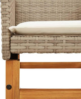 Patio Chairs with Cushions 2 pcs Beige Poly Rattan&Solid Wood Sillas para Patio Lawn Chairs for Dining Table Garden - Photo 9