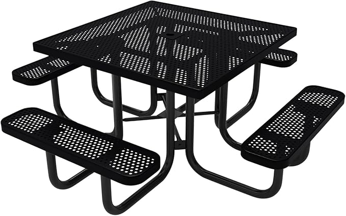 COATEDOUTDOORFURNITURE Heavy-Duty Portable Outdoor Picnic Table with Umbrella Hole - Photo 1