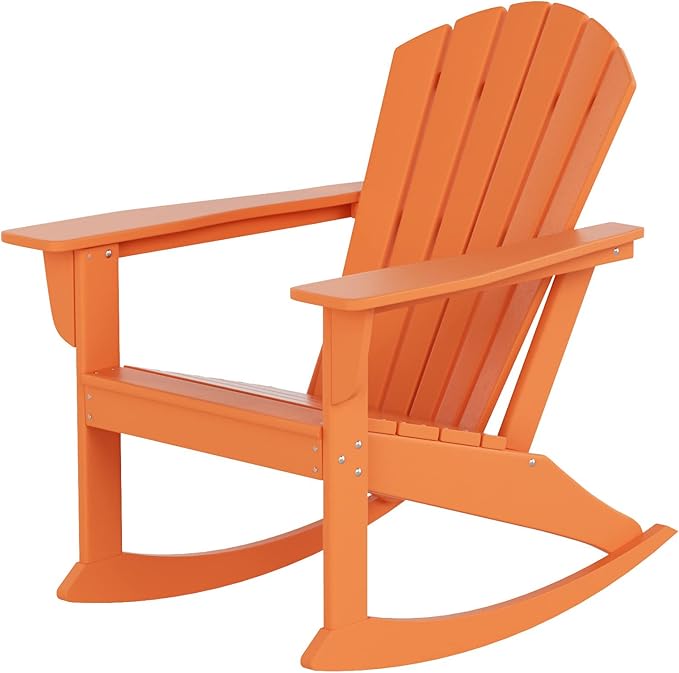 WO WESTIN OUTDOOR HDPE Altura Outdoor Rocking Poly Adirondack Chair, Orange