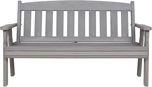 Amish Casual Heavy Duty 800 Lb Mission Treated Garden Bench, 4-Foot, Semi Solid Grey Stain